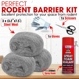 PAMAZY Rodent Barrier Kit gloves and scissors highlight easy DIY installation.