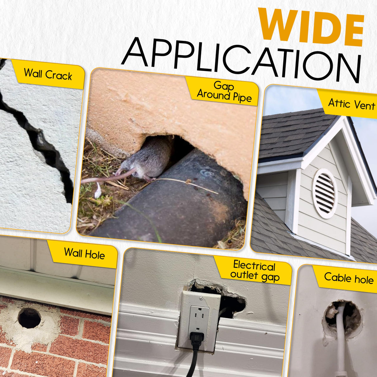 PAMAZY Rodent Barrier Kit kitchen and garage gaps blocked to deter pests.