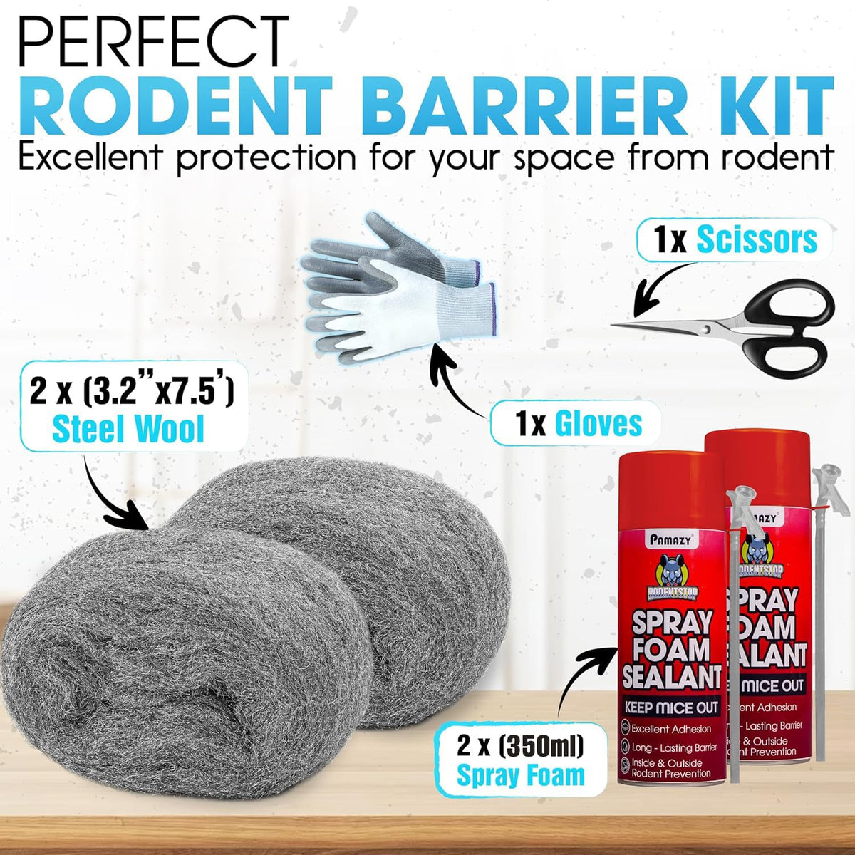PAMAZY scissors cutting steel wool to fit gaps