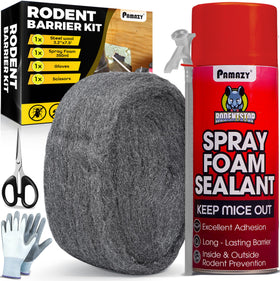 PAMAZY Rodent Barrier Kit close-up shows durable steel wool barrier against pests.