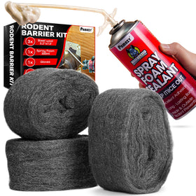 PAMAZY Rodent Barrier Kit steel wool closeup shows dense fibers blocking entry points.