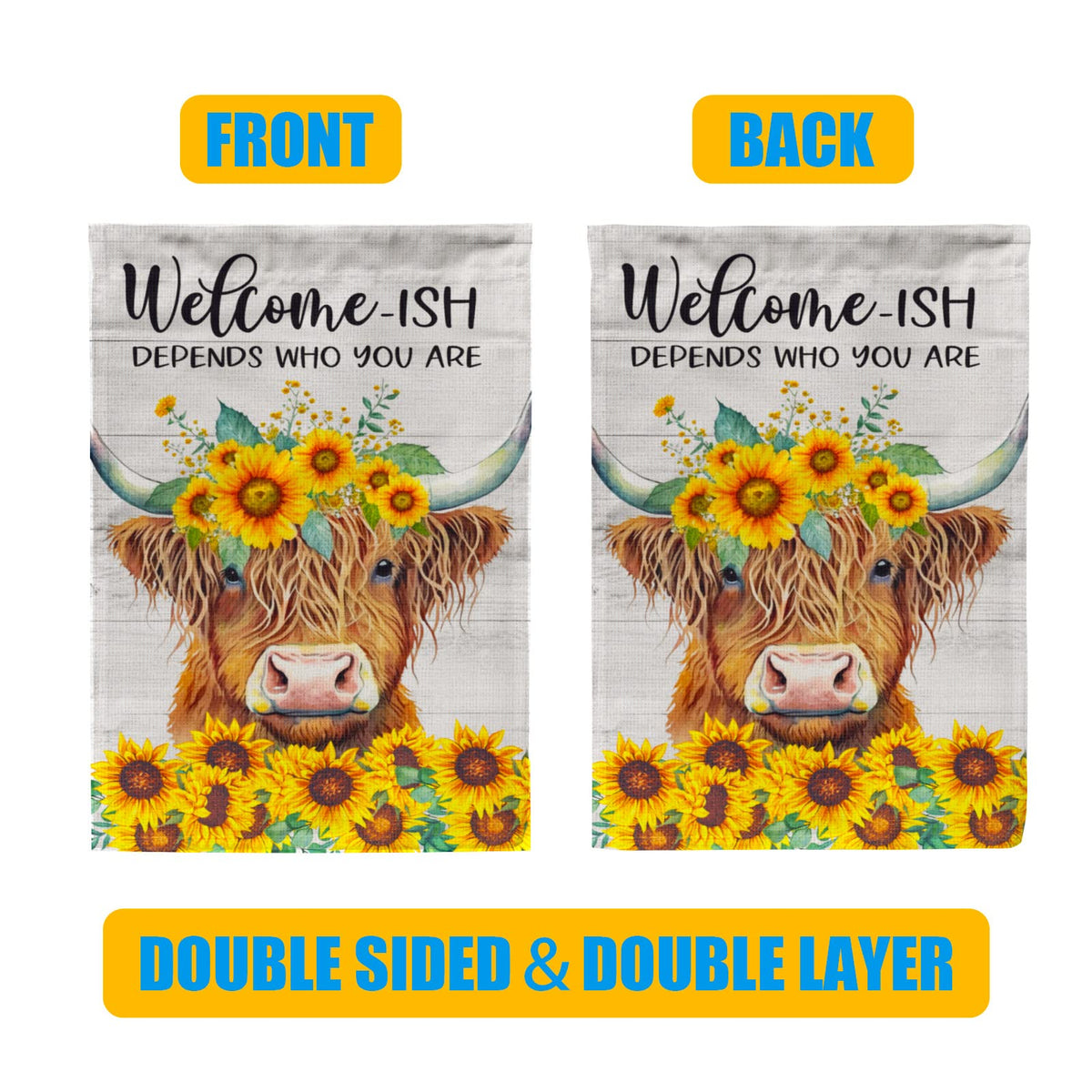 PAMBO Sunflower motif flag brightens outdoor spaces and welcomes guests with cheerful charm.