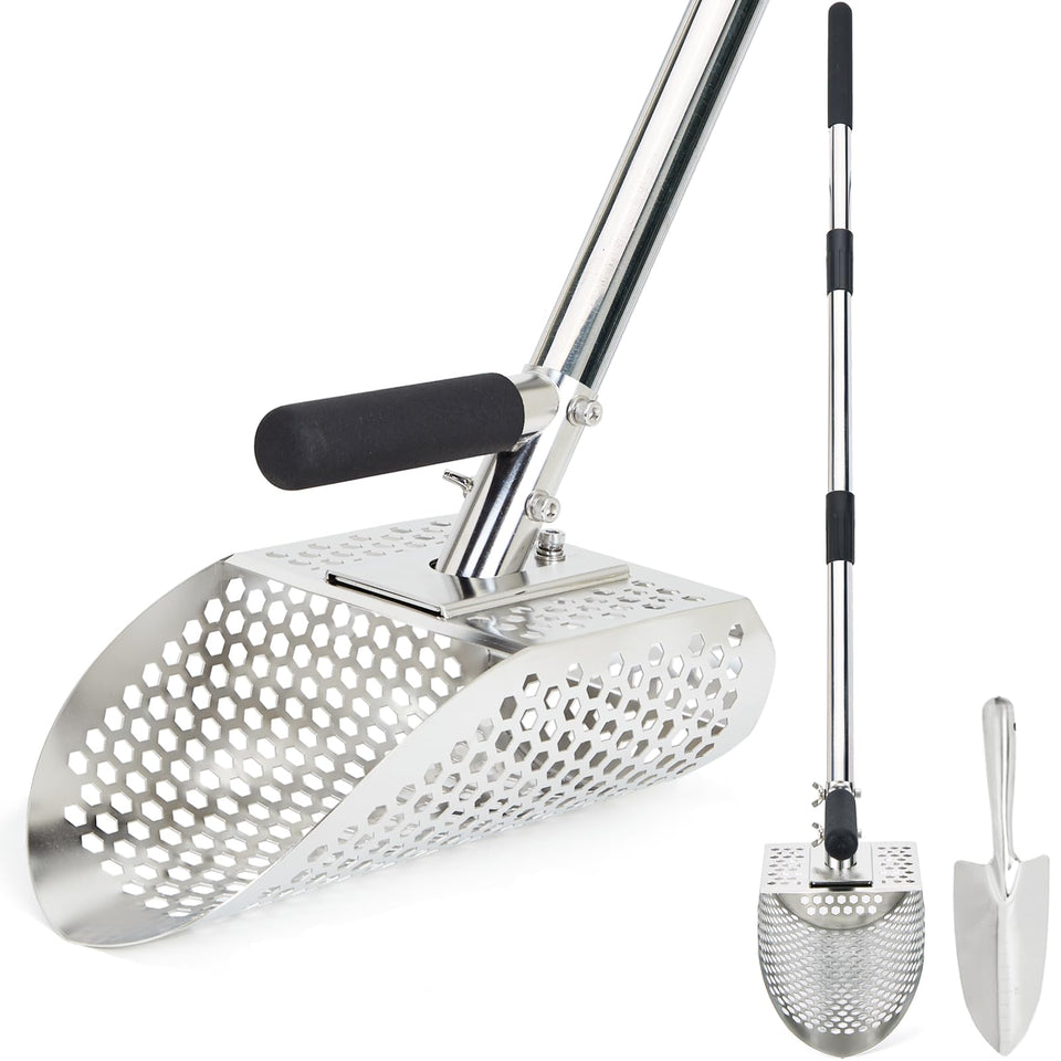 PAMLIAPY sand scoop with long handle for easy beach treasure hunting