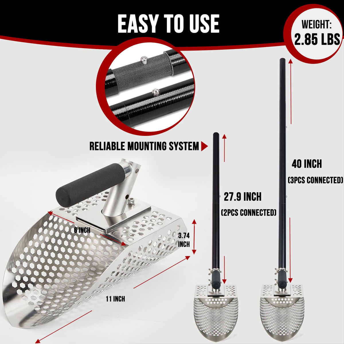 PAMLIAPY short handle with non-slip grip improves control.