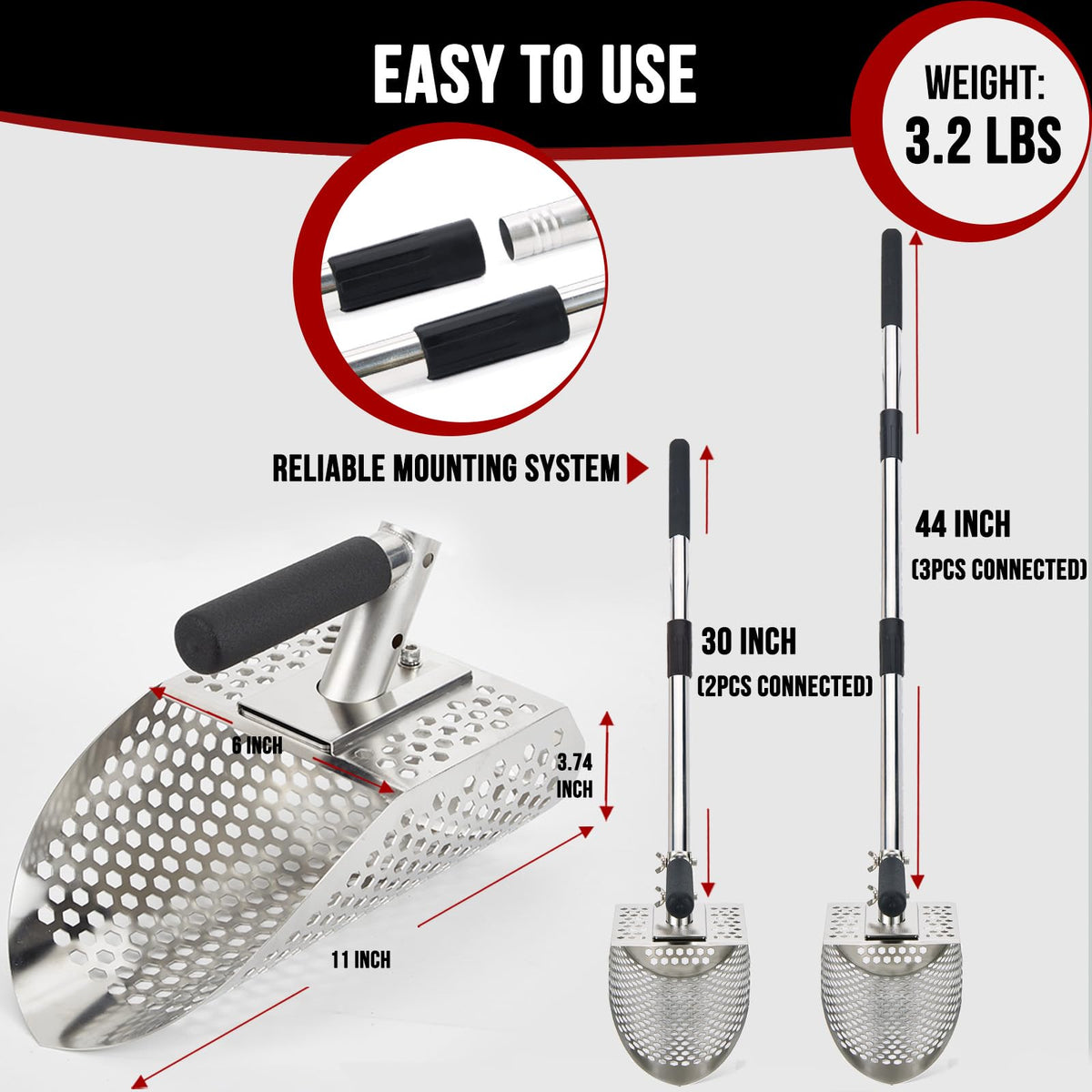 PAMLIAPY scoop assembly with long handle for extended reach