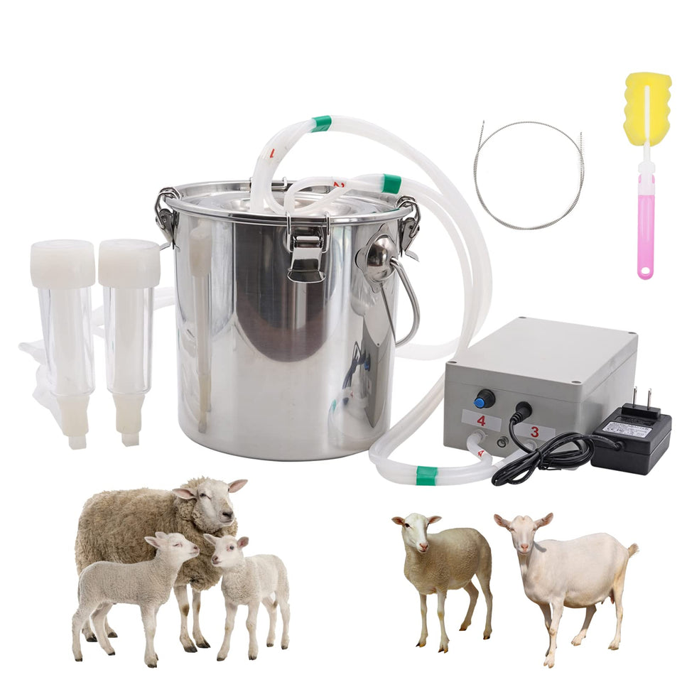 PAMUNULA 5L goat milking machine, front view, compact for small farms.