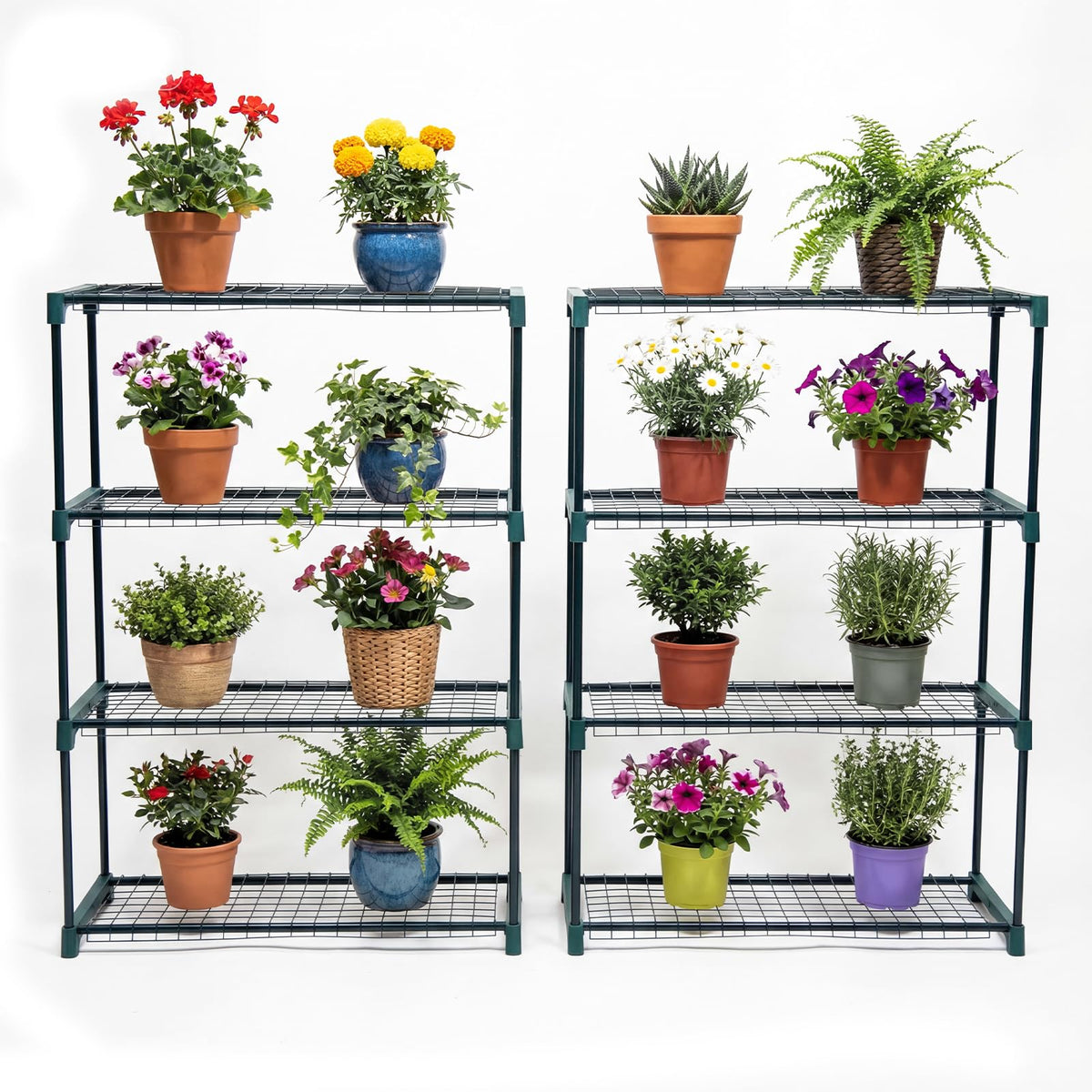 Panana 4-tier greenhouse shelving being assembled for organized space