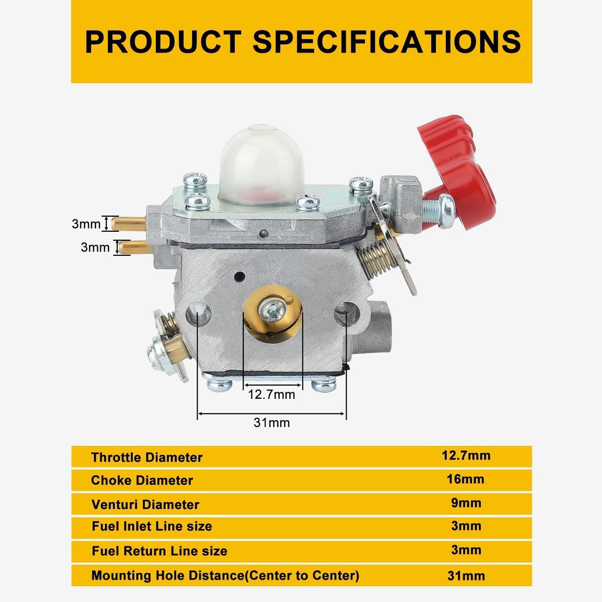 Panari 753-06288 carburetor kit includes gaskets, lines, and spark plug