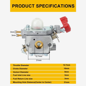 Panari 753-06288 carburetor kit includes gaskets, lines, and spark plug
