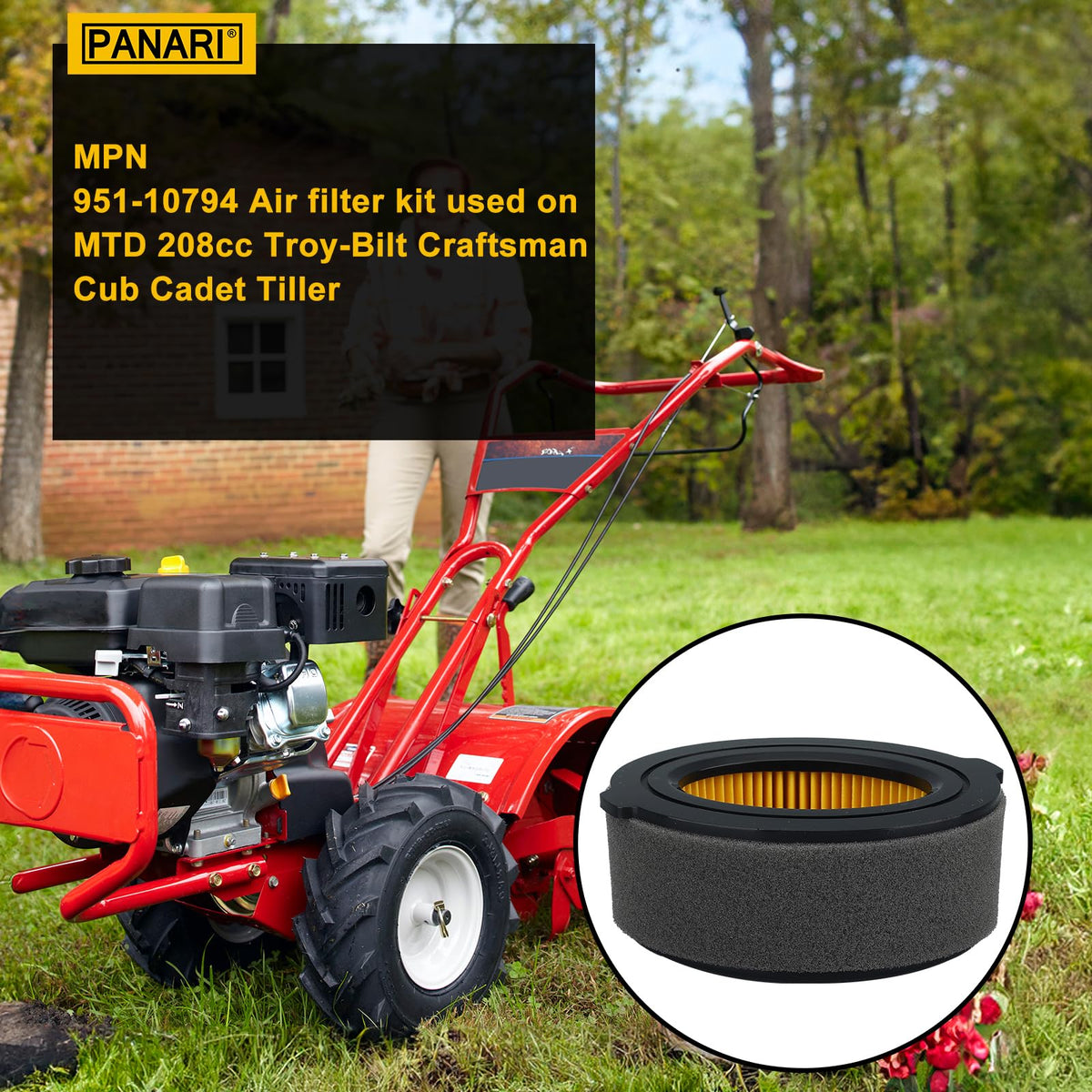 Panari 951-14262 air filter for MTD/Craftsman with pre-cleaner.