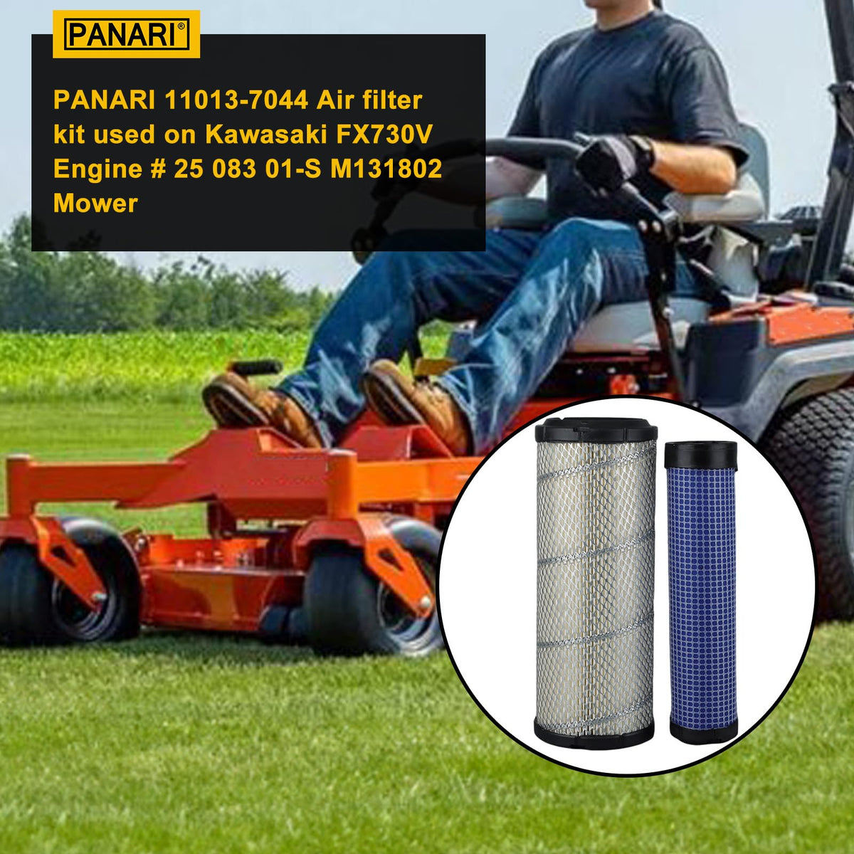 Panari air filter 25-083-01-S close-up highlights dense filtration media.
