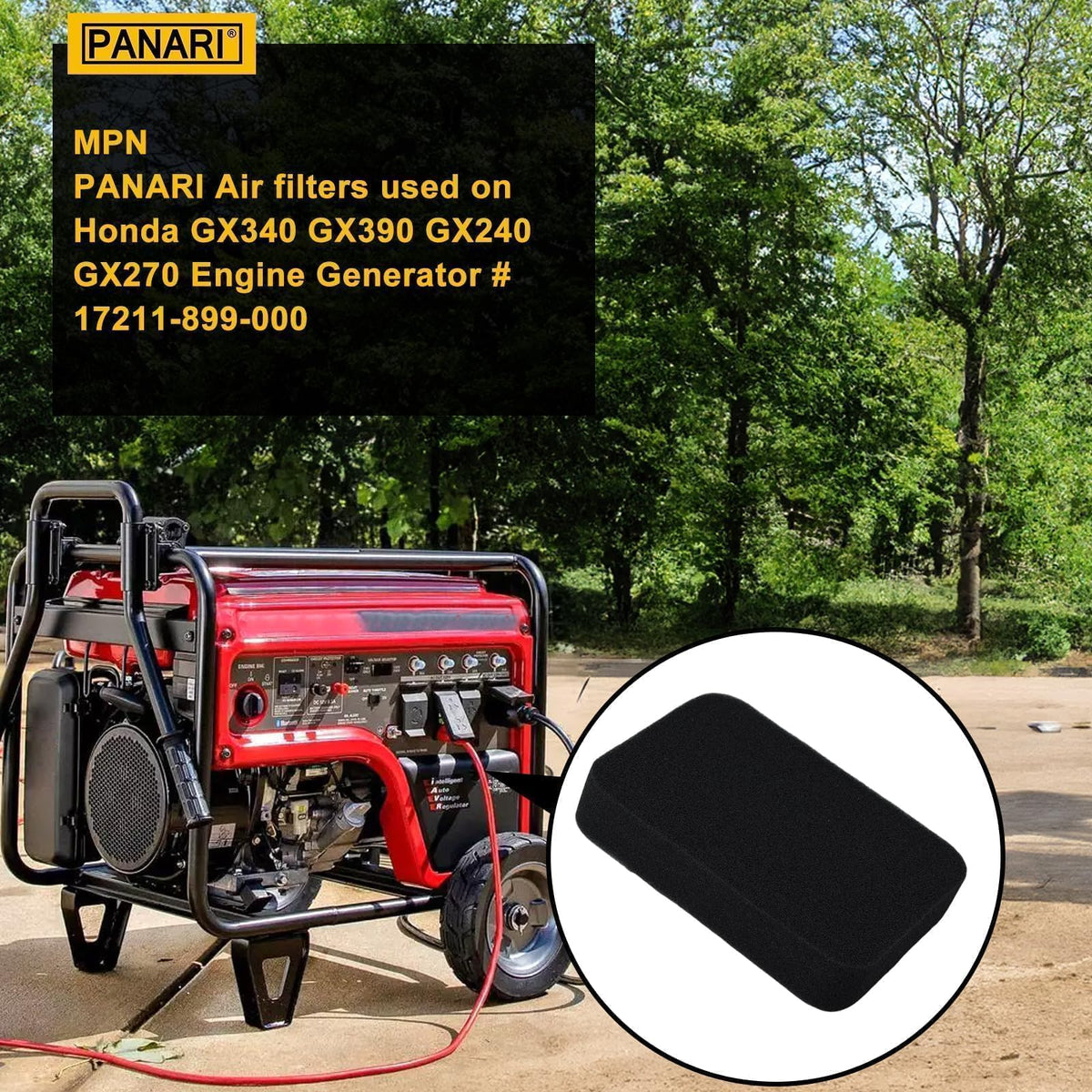 Panari air filter compatible with GX240 engines and generators.