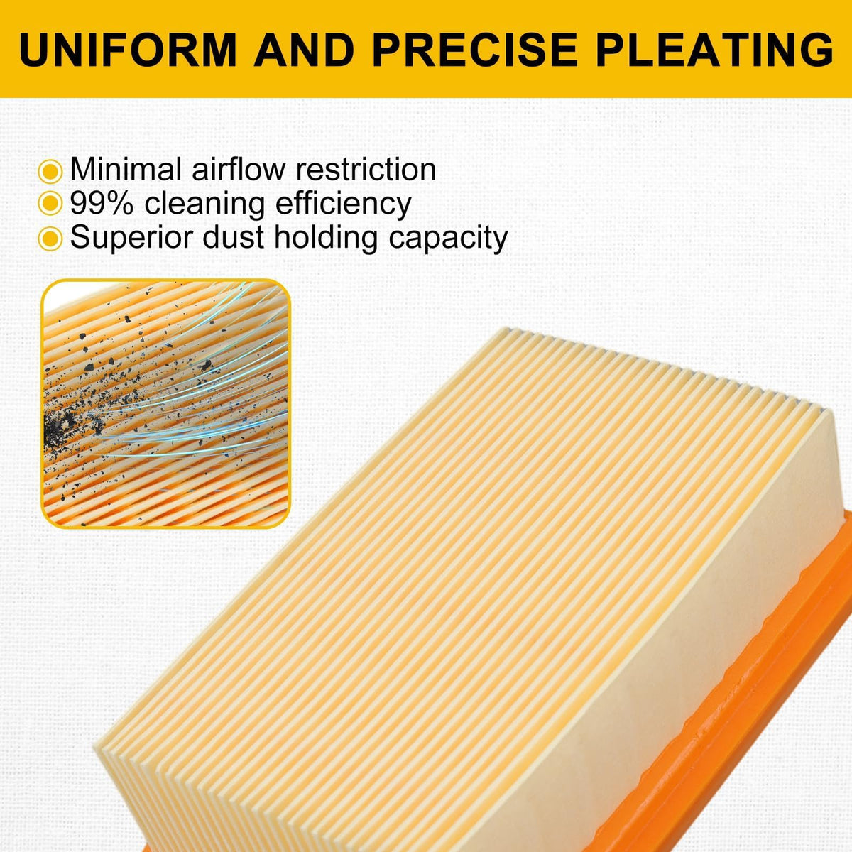 Panari air filter pre-cleaner close-up showing pleated media.