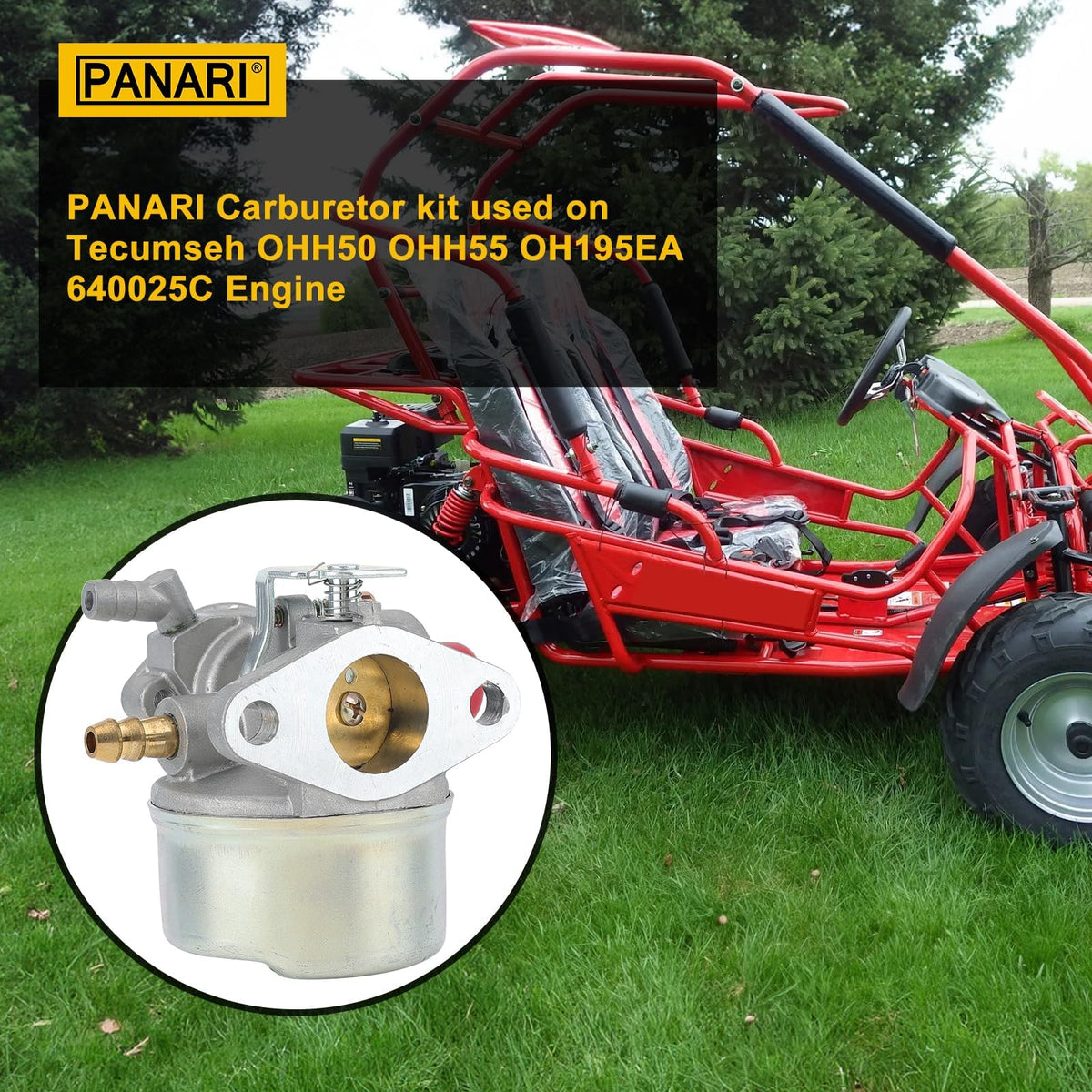 Panari carburetor kit side view showing durable components for Tecumseh engines.
