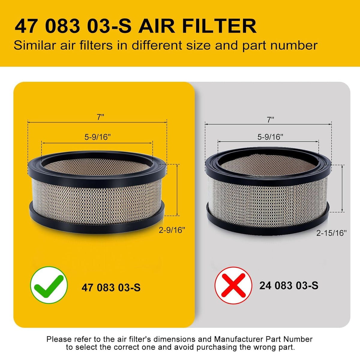 Panari Kohler CV20S filter fit for Kohler engines.