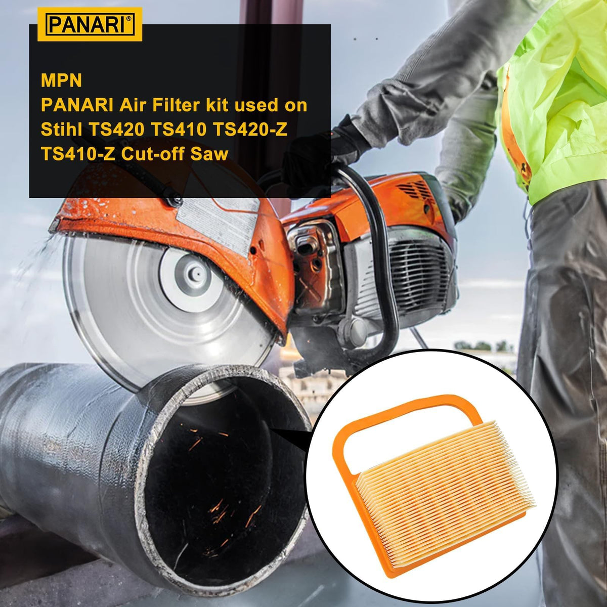 Panari Stihl TS420 air filter assembly for quick installation.