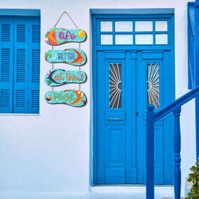 Panelee beach bathroom wall hanging creates a playful, vacation-ready ambiance.