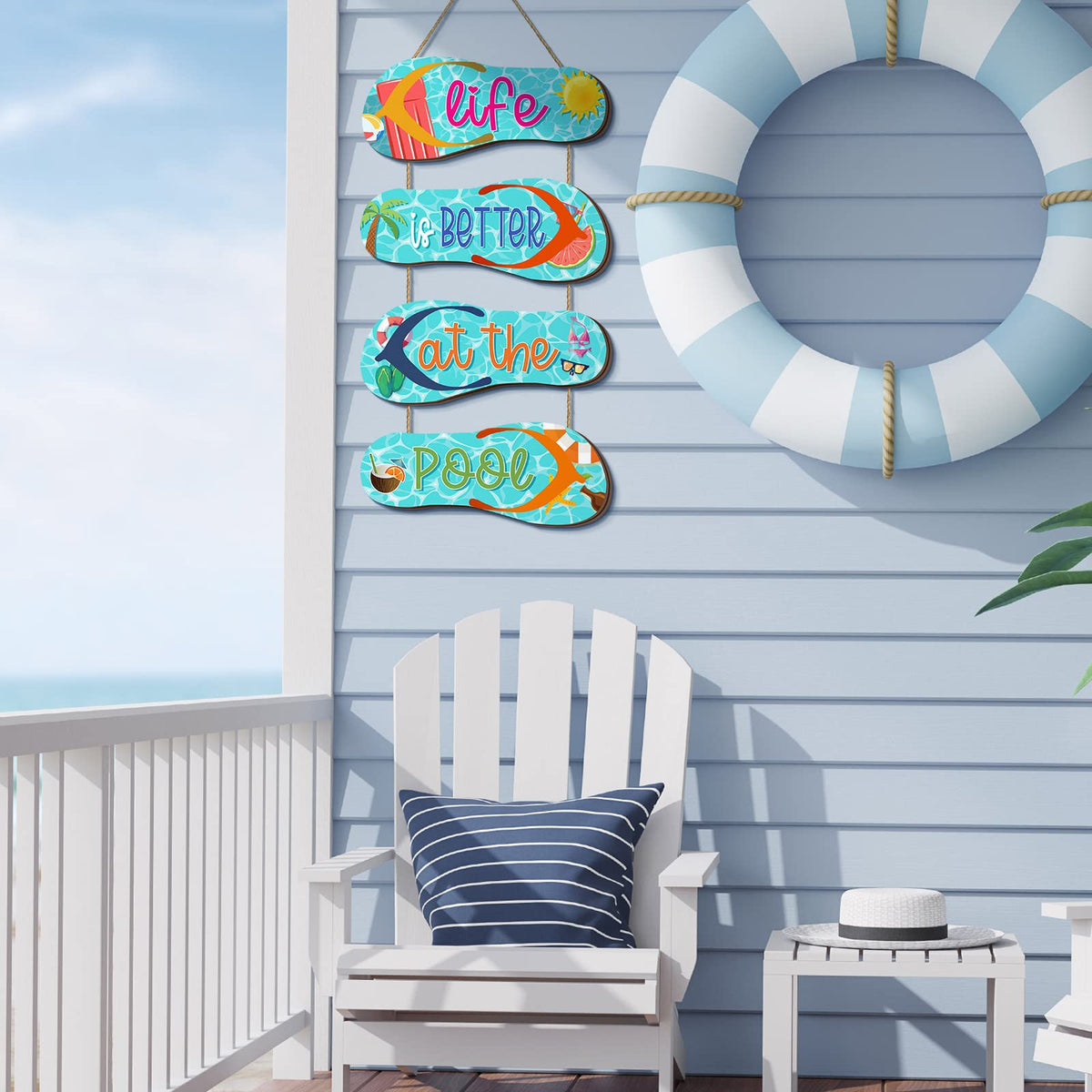 Panelee pool party wall art brightens outdoor or pool area.