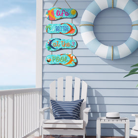 Panelee pool party wall art brightens outdoor or pool area.