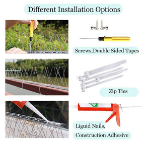 PANGCH stainless steel bird spikes front view highlighting durable, weatherproof deterrence.