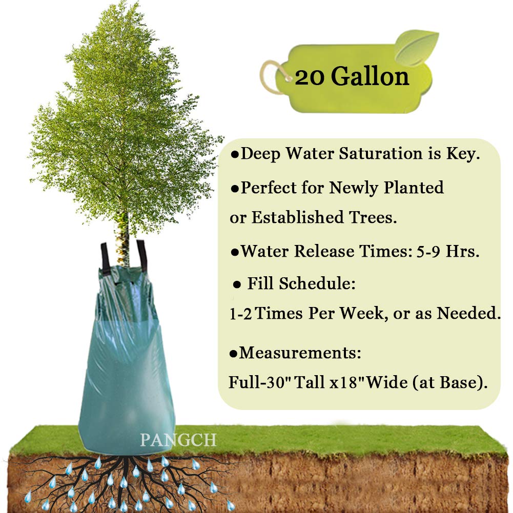 PANGCH Tree Watering Bag being filled via hose at the fill opening