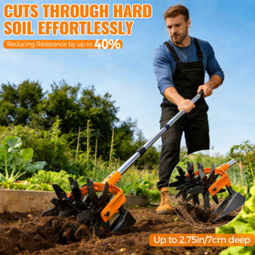 Pankay Rotary Hand Tiller adjustable depth settings for shallow and deep tilling.