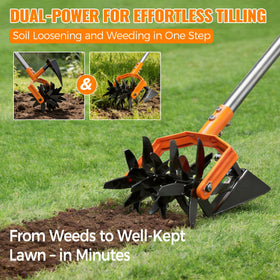 Pankay Rotary Hand Tiller rear tilling blade relieves compacted soil.