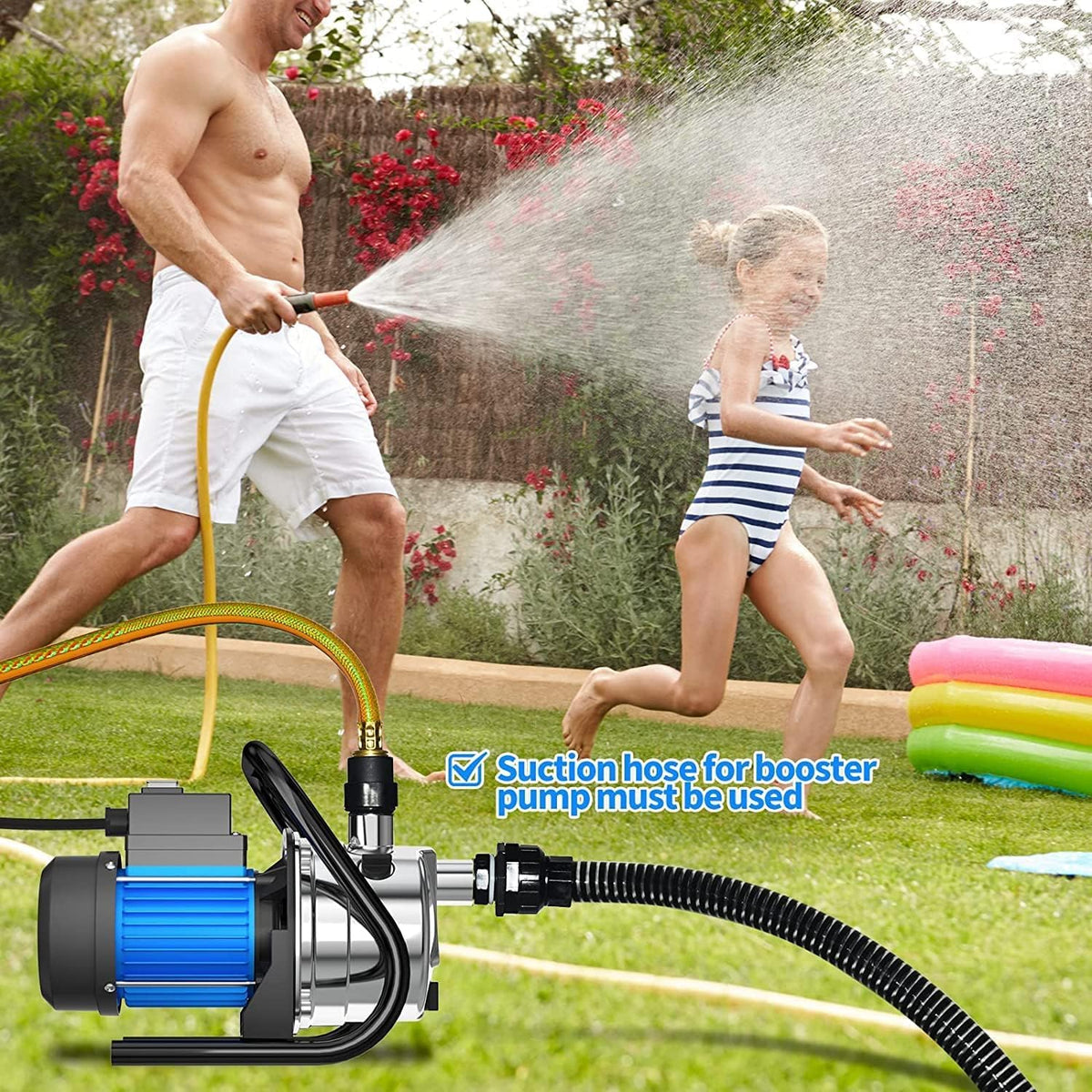 PANRANO Water Transfer Pump side profile showing compact, portable garden helper