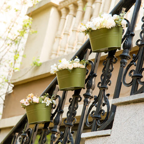 pansparade fence rail planter emphasizes drainage holes to keep roots healthy