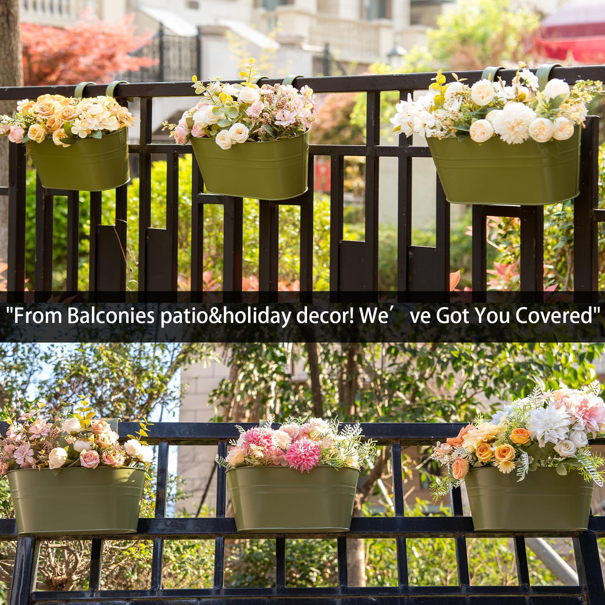 pansparade outdoor balcony planter highlights detachable hooks for flexible placement anywhere