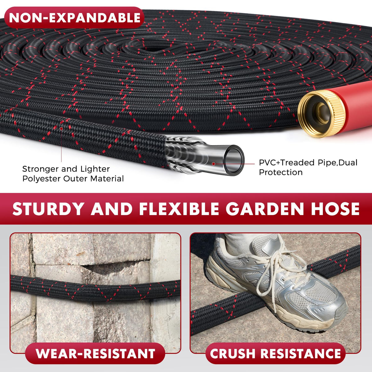 PANYEE 100FT garden hose with sprayer attachments for versatile cleaning tasks.