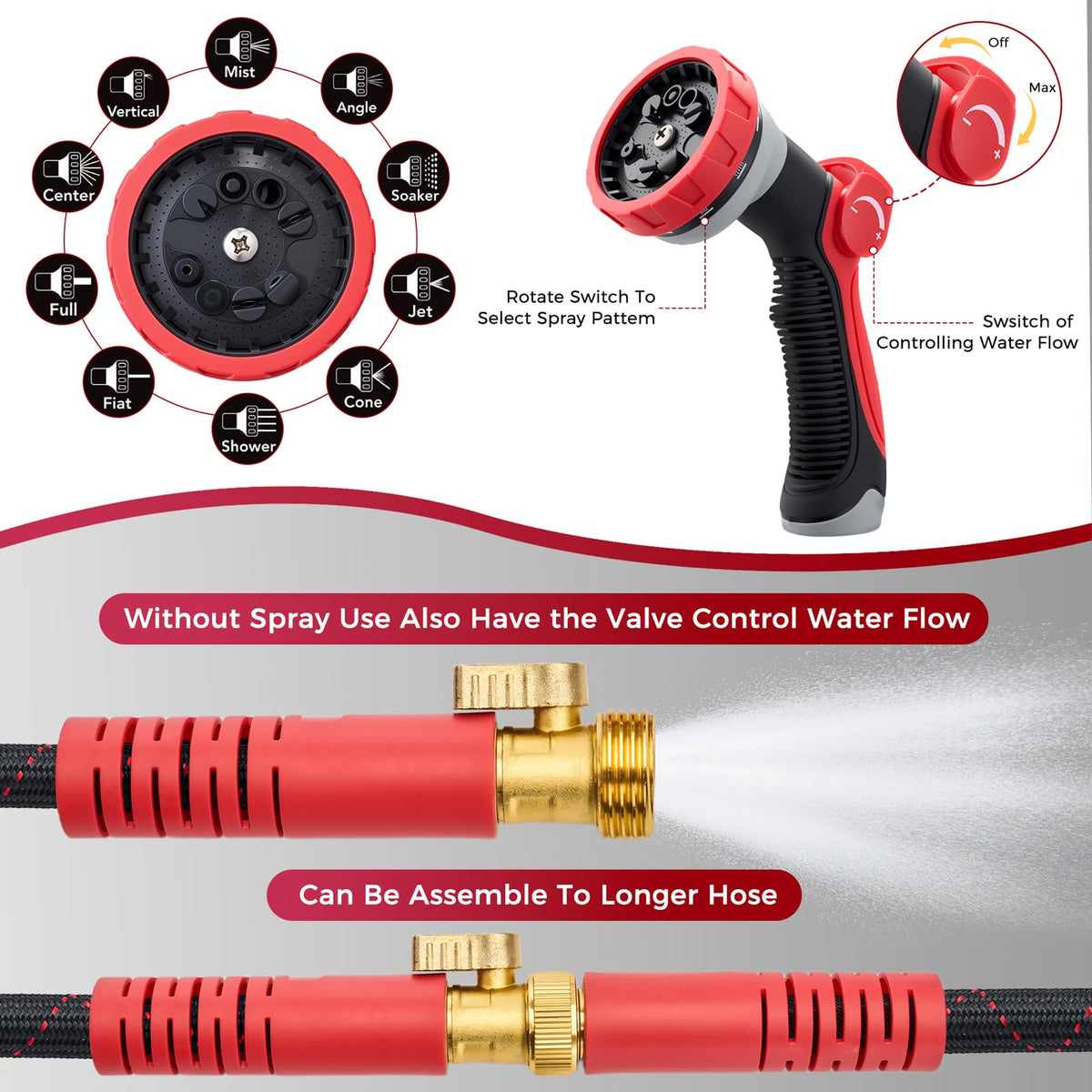 PANYEE lightweight hose easy to lift and maneuver around the yard