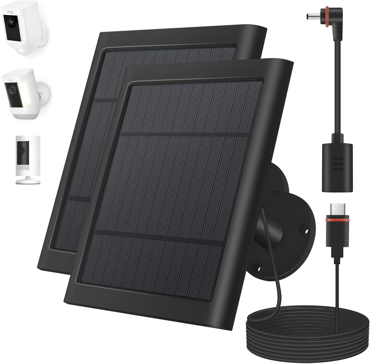 Paodekua solar charger panel powering Ring Spotlight in sunny conditions