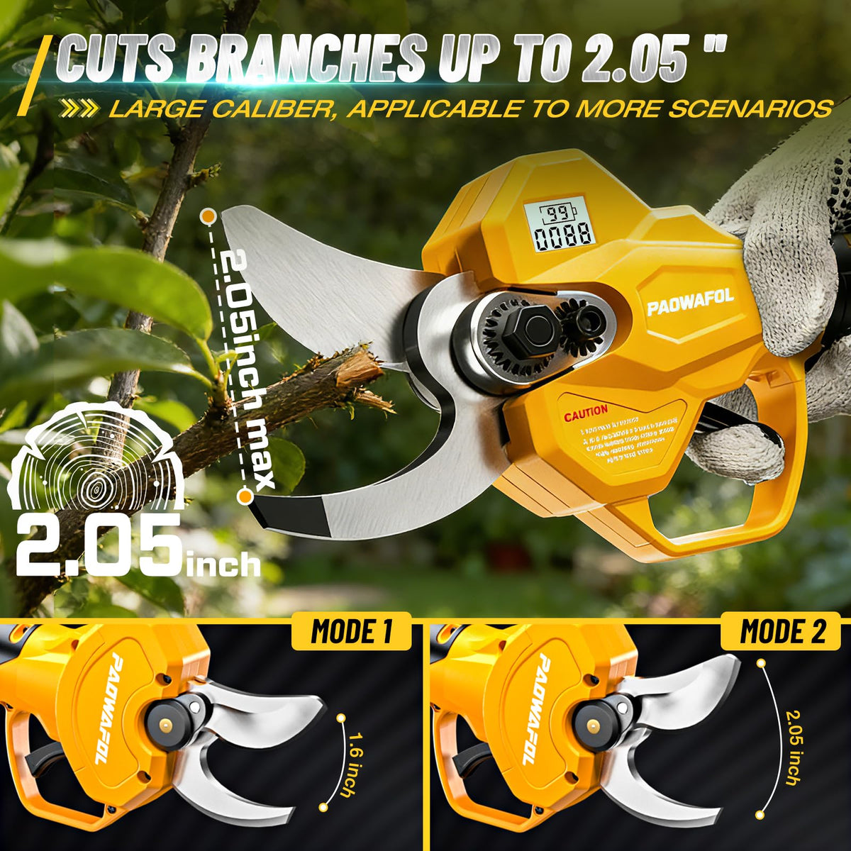 Cutting thick branches with PAOWAFOL pruner for thick limbs