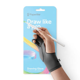 Paperlike drawing glove for iPad, left hand, reduces smudges while preserving touch control.