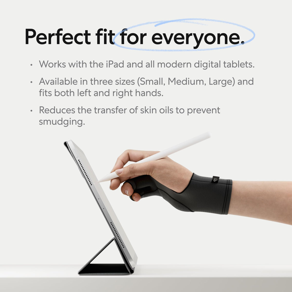 Paperlike drawing glove for iPad, right hand, keeps you cool and prevents palm inputs.