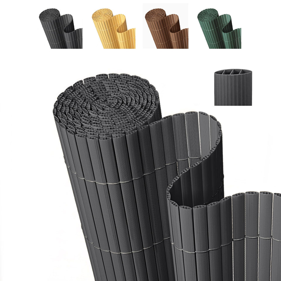 Paramondo PVC privacy screen close-up highlights 14mm 3-rib design for durable outdoor privacy