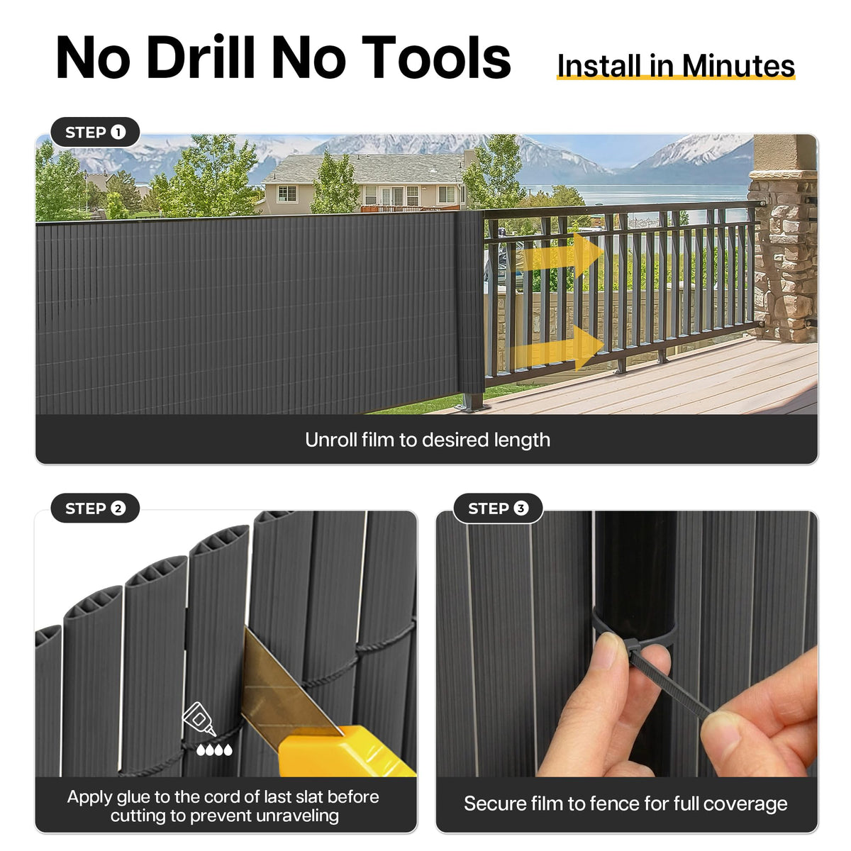 Paramondo PVC screen demonstrates wind resistance when mounted along patios