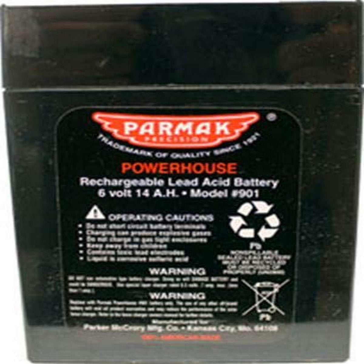 Parmak 901 6V gel cell battery powering a solar fence for reliable livestock control