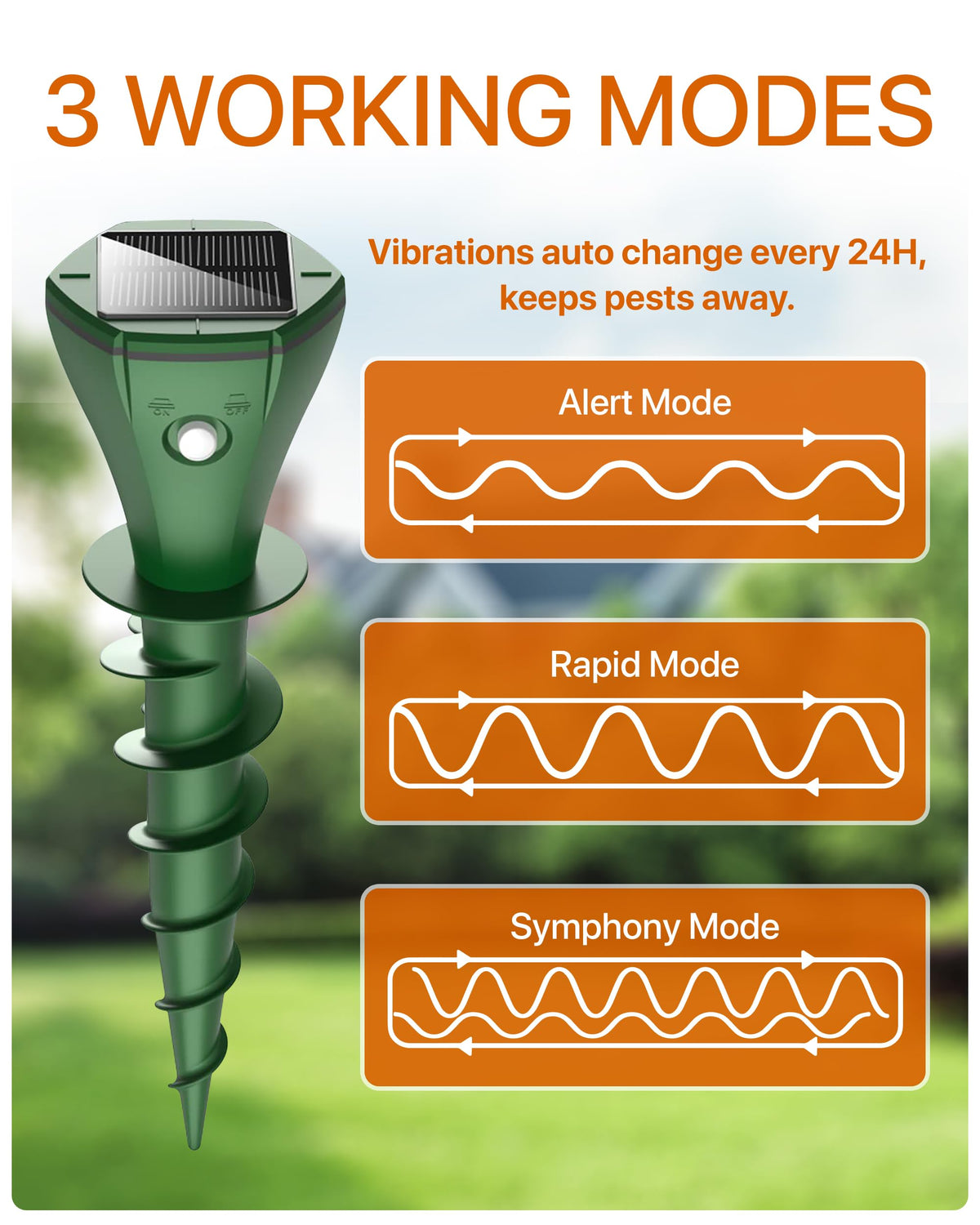 Parquet multiple stakes shown in yard for broader pest coverage.