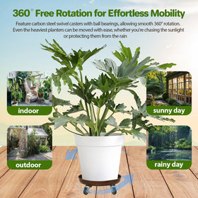 Parsagi locking brakes on each wheel keep plants securely in place.