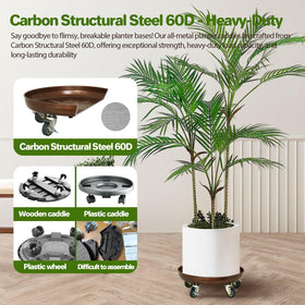 Parsagi rolling plant stand with wheels enables smooth movement for indoor and outdoor setups.