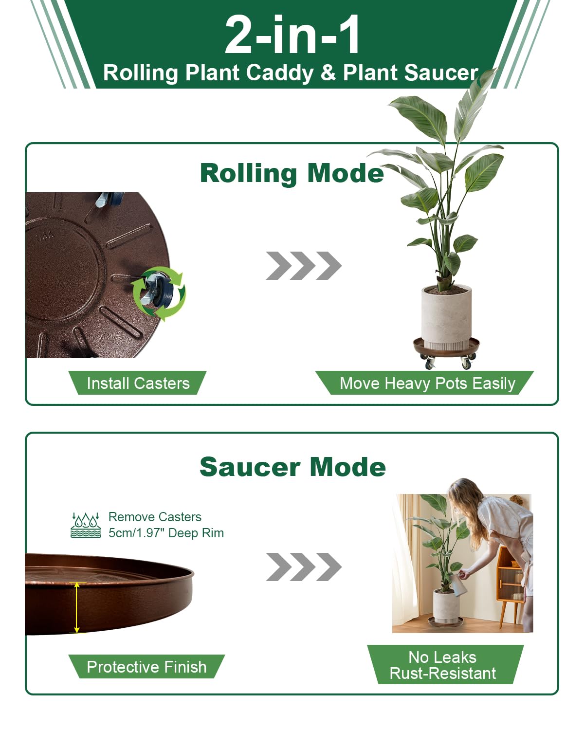 Parsagi rust-resistant finish keeps the metal caddy resistant to moisture and weather.