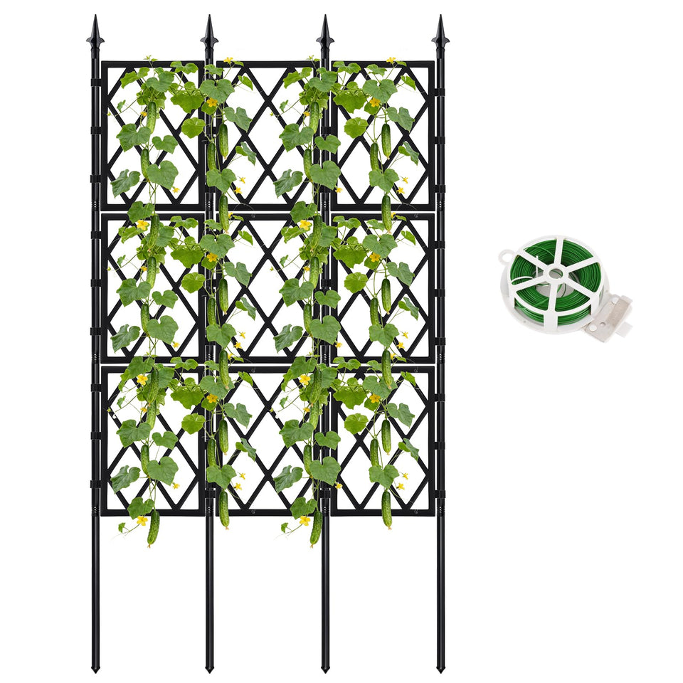 ParseBio garden trellis in black iron provides sturdy outdoor support for climbing plants.