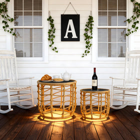 PARTPHONER Boho solar outdoor side table packaging protects during transit.