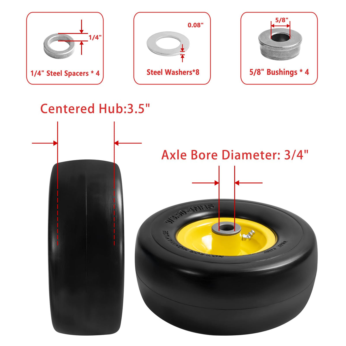 Parts Camp 3/4 and 5/8 bushings for easy universal mounting.