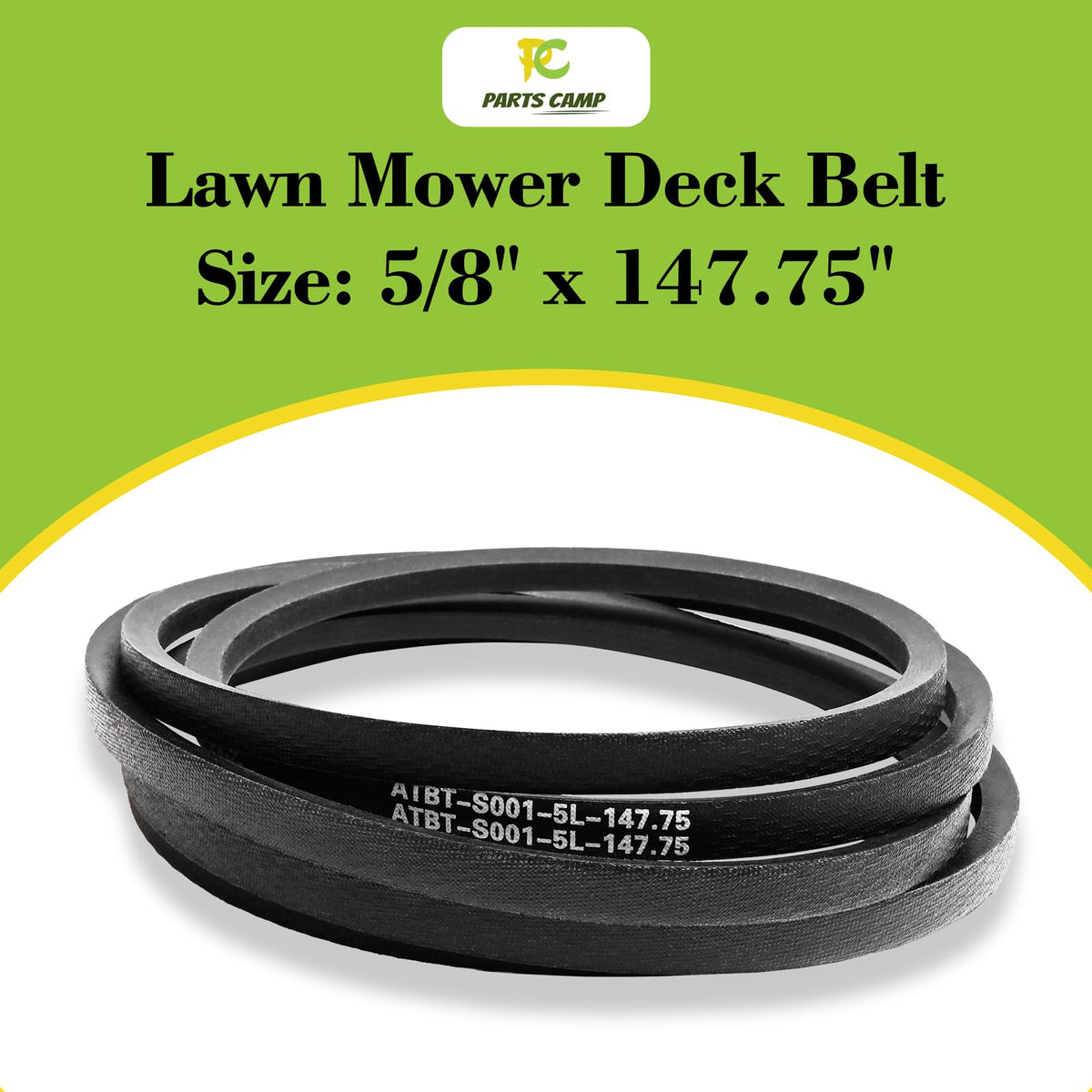 Parts Camp 54-inch deck belt on tractor for smooth mowing.
