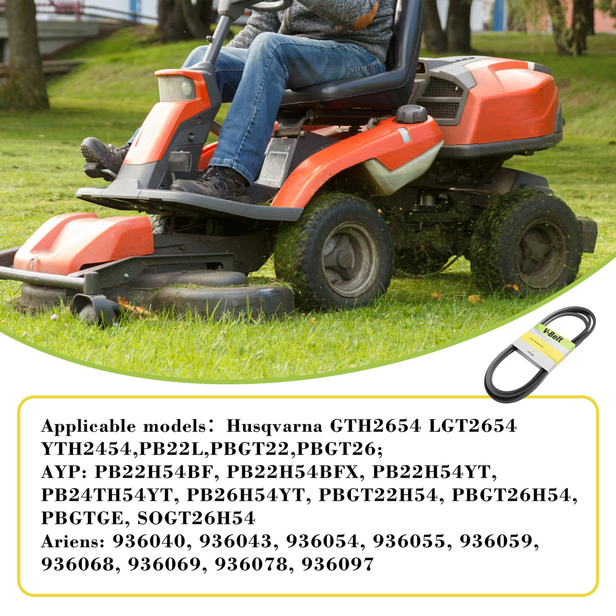 Parts Camp 587686701 belt supports reliable lawn tractor performance.