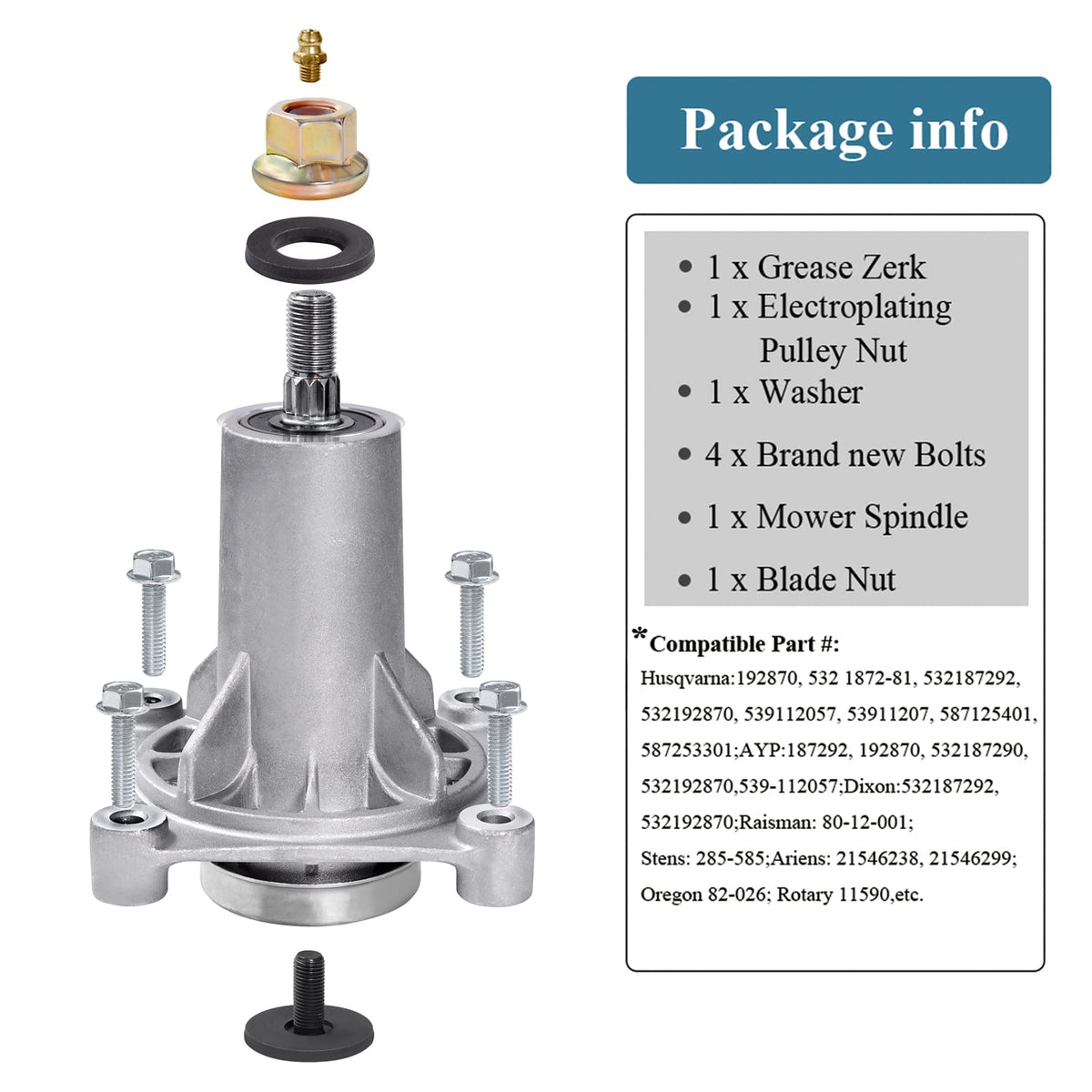 Parts Camp Ariens-spindle for smooth mowing on 42-inch decks.