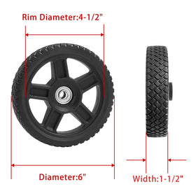 Parts Camp lawn mower wheel kit 6in bolts and nuts included for quick installation.